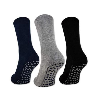 China BY-N1216 Antibacterial Mens Black Navy Gray Non Slip With Silicone Sole Socks Adults for sale