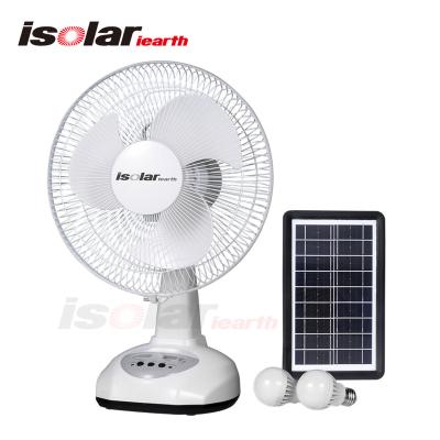 China Usb Solar Power LED Light Recharaeable Table Fan Emergence de Lampara Y Puerto Scam Ventilador Recargable Portatil 12 Emergency Pulgada for sale