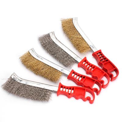 China Household Tool Kit Steel Wire Brush Brass Plated Cleaning Brush For Light Duty Cleaning Tasks for sale