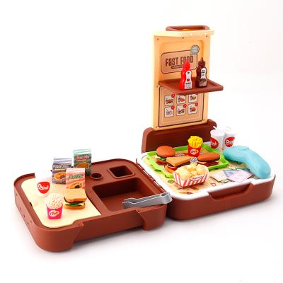 China New Design Smart Burger Set Suitcase Fast Food Kitchen Toys Pretend Play Set For Kids 92*29.5*85cm for sale