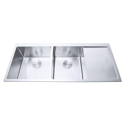 China Without Faucet Manufacturer Wholesale Double Bowl Stainless Steel Kitchen Sink With Drainer for sale