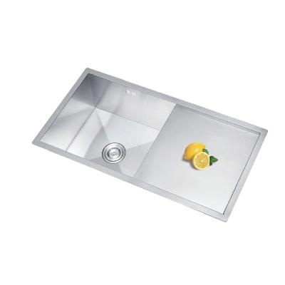 China Without Faucet New Arrival Double Bowl Sink 304 Stainless Steel Handmade Kitchen Sinks With Drain Board for sale