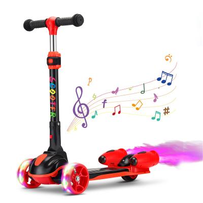 China Spray 2023 3 Wheel High Quality Adjustable Kids Kick Scooter Child Push Scooters Spray Bubble Kids Electric Scooter For Kids for sale