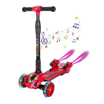 China Spray 2023 Most Popular Adjust Height Folding Children's Scooters 3 Wheels Children Flashing Scooter for sale