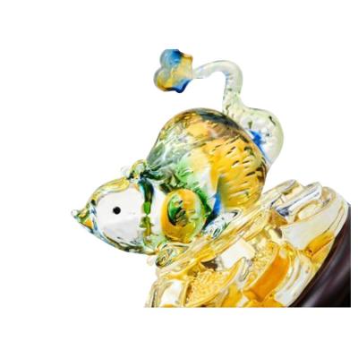 China Home Decoration Blown Glass Mouse Home Souvenir Hand Crafts New Design Animal Statue for sale