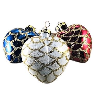 China Hand Painted Heart Shaped Glass Christamas Decoration Christmas Ball With Gold Pattern Christmas Decoration Supplies for sale