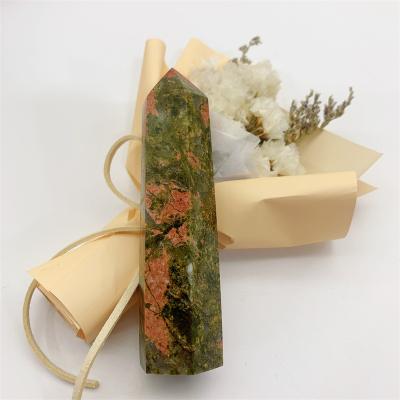 China China Wholesale Healing Stone People Open Crystal Unakite Tower Natural Point For Decoration for sale