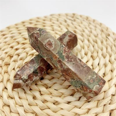 China China Wholesale Loose Gemstone Healing Green Flower Jasper Points Tower Kinder Crystals Opens For Home Decoration for sale