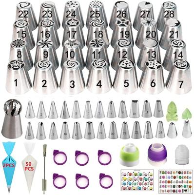 China Factory Wholesale Disposable Cake Decorating Tool Kit Baking Accessories Nozzles Pastry Piping Russian Icing Tip for sale