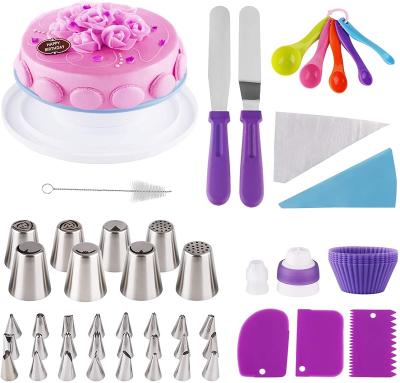 China Viable Hot Selling Cake Decorating Kit Turntable Set With Different Items Cake Cookies Pastry Tools for sale