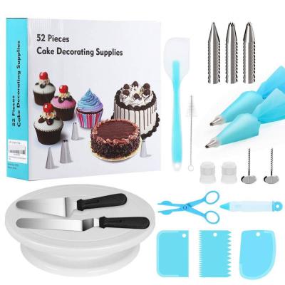 China Sustainable Hot Sale Eco-friendly Reusable 52 Pcs Cake Decorating Tools Cake Turntable Set for sale