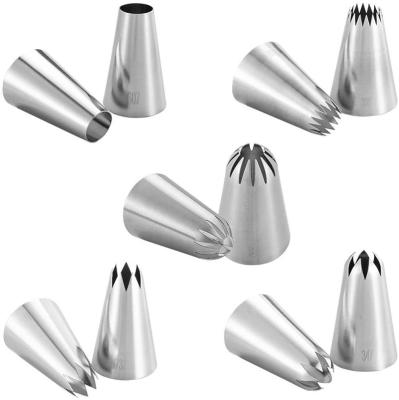 China 304 Disposable High Quality Large Size Spout Pastry/Icing Puffing Tips/Russian Puffing Tips for sale