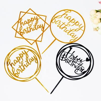 China Popular Acrylic Happy Birthday Cake Topper For Cupcake Decoration Set for sale