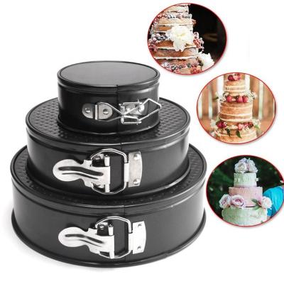 China Sustainably Non-Stick Cake 3pcs Carbon Steel Springform Baking Pan Set for sale