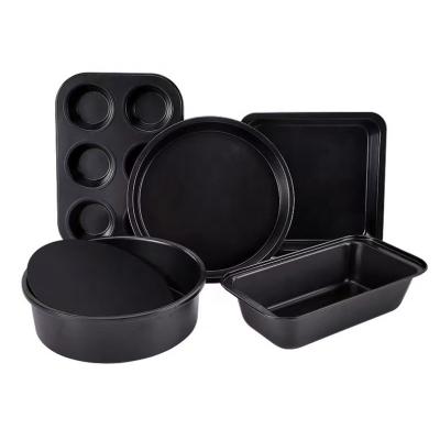 China 5Pcs Amazon Selling Sustainable Hot Stick Carbon Steel Cake Bread Mold Non Making Pan Bakeware Set Bake for sale