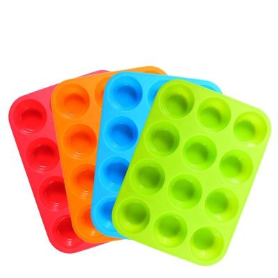 China Stocked 100% Food Grade Non-Stick Silicone Baking Molds Round Shape Silicone Muffin Cupcake Making Pan Muffin Cupcake Tray Bake for sale