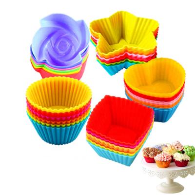 China Non-Stick Baking Casserole-Reusable Baking Molds Stored Roll Pastry Supplies Mold-Cupcake Silicone Different Shapes for sale