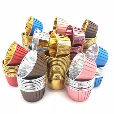 China Viable 50 Pcs/Set Cupcake Paper Cups Cupcake Liner Aluminum Foil Cake Baking Mold For Party Wedding for sale