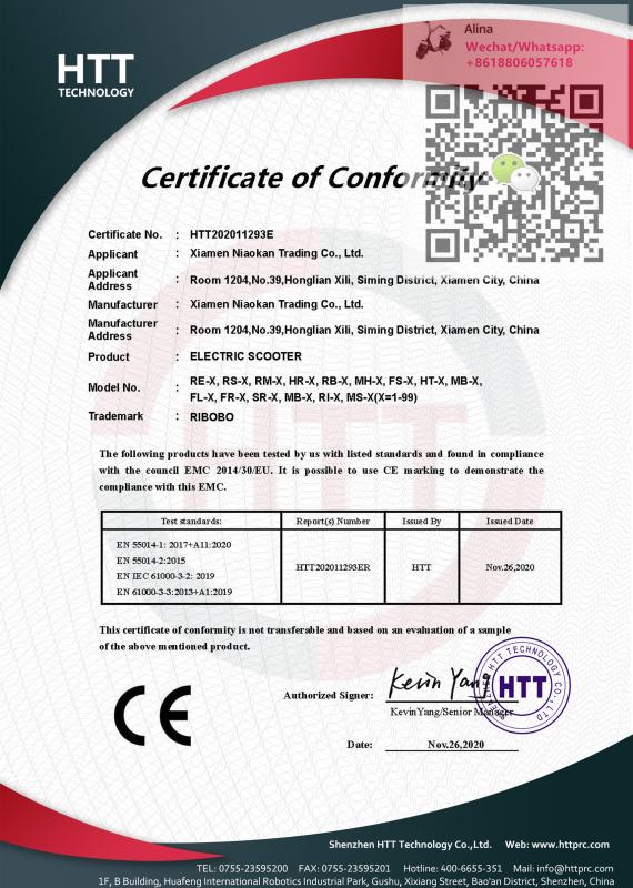 CE - Xiamen Niaokan Trading Co., Ltd.