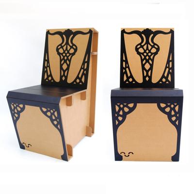 China 2022 New Design Good Quality Cardboard Furniture Custom Corrugated Cardboard Material Recyclable Heavy Duty Chairs for sale