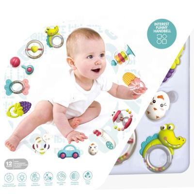 China Non-Toxic Baby Rattle Rattle Sets Teether Toys 12pcs Babies Grasp Shaker and Spinning Rattle Toy Early Educational Toys for sale