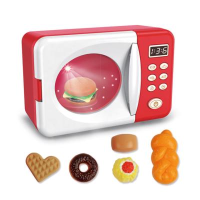 China Non-Toxic Microwave Oven Simulation Sound Happy Chef and Light Kitchen Toys Pretend Play Set for sale