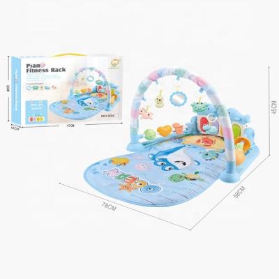 China Soft Play Mat New Born Baby Gym Music and Activity Bedroom Lights New Item with Hanging Bell Toy Baby Play Mat for sale