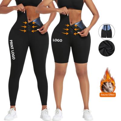 China Breathable High Compression Sweat Abdomen Pants Fat Burning Women Shaper Shorts Waist Trainer Custom Made Leggings for sale