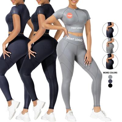 China Breathable In Print 2021 Yoga Wear Custom High Elasticity Running Set Breathable Two Piece Workout Now Sets For Women for sale