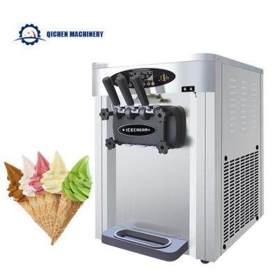 China Commercial Used Table Top Three Flavors Ice Cream Maker With Air Pump Three Faucets Soft Serve Ice Cream Machine for sale