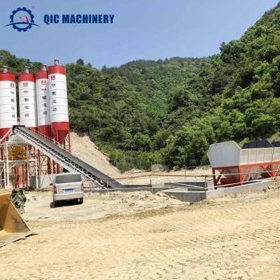 China Hzs120 Low Cost Light Weight Electric Power Type Ready Mixed Belt Conveyor Concrete Batching Plant for sale