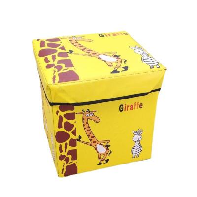 China 2023 Amazon Viable Hot Selling Cartoon Children's Storage Stool Toy Organizer Cartoon Chest Foldable Waterproof Storage Stool for sale