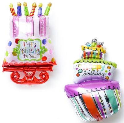 China New Design Aluminum Foil Cake Balloons Kids Colorful Big Birthday Decoration Inflated Aluminum Foil Balloons for sale