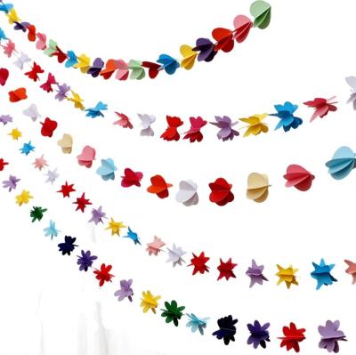 China 1.8 Meter Colorful Star Paper Shape Hanging Paper Flag For Party Decoration 3D Garland Banner for sale