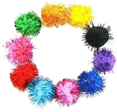 China event & Party Supplies 80 Pieces DIY Pom Poms DIY Craft Glitter Sparkle Metallic Metallic Pompoms Wholesale For Festival Decoration for sale