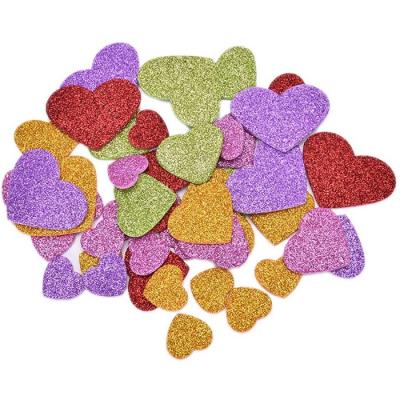 China Decorative Sticker 132 Pieces DIY Die Cut Glitter Heart Stickers 3D EVA Foam Stickers Self Adhesive for Children Craft for sale