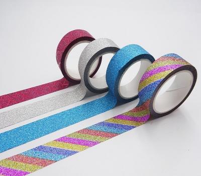 China Art 4 Pieces Gold Foil Japanese Stationery Scrapbooking Decorative Tape Set Glitter Adhesive Tape Strips for sale