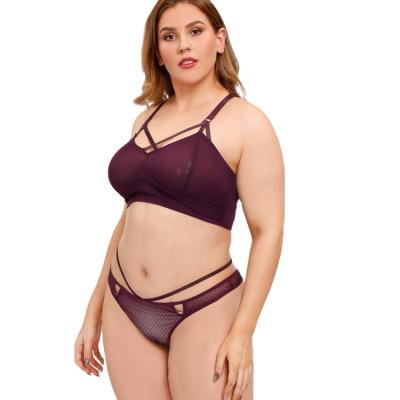 China Factory Direct QUICK DRY Slightly Unlined Full Cup Plus Size Sexy Ladies Lingerie Thong Bra Set XXXL Large Size Underwear for sale