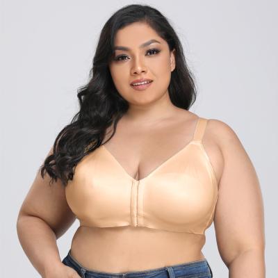 China Antibacterial in stores! Nude Color No Wire No Pad Plus Size Women's Front Opened Seamless Bra Underwear for sale