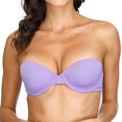 China One Piece In Store Slightly Striped Underwire Strapless Bra Girls Purple Multi Bra 75C-85C for sale