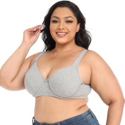 China Antibacterial Wide Padded Underwire High Support Without Straps Cotton Lining Plus Size Womens Printed Bra for sale