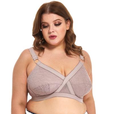 China Full Coverage Antibacterial Wireless Crossover Plus Size Lace Up Bra No Wire Big Size Sexy Bras 110F for sale