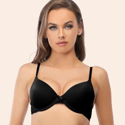 China Yong Ladies Bare T-shirt Bra Underwire One Piece Lightweight Black Bra For Women's Clothing Since C D DDD Cups for sale