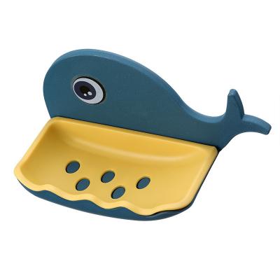 China Modern Soap Holder Cute Whale Soap Dish Punch Free Tray for Countertop Bathroom Kitchen and Pour Adhesive Wall Mounted with Drain for sale