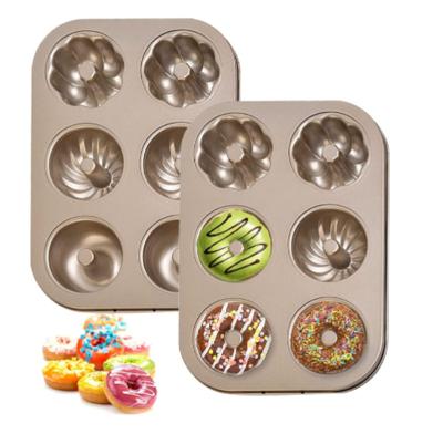 China Sustainable Donut Pan For Donuts Maker Mold Sheet Baking Set Trays For Cookie, Muffin Bakeware Kit, 6 Cavity, Model for sale