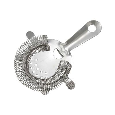 China Professional 4 Fork Cocktail Strainer Viable Stainless Steel Bar Strainer Professional Bar Strainer for sale