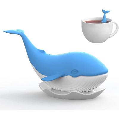 China WITH Tea Infuser - whale shape silicone loose leaf tea strainer and tea LID steeper hot filter with box for sale