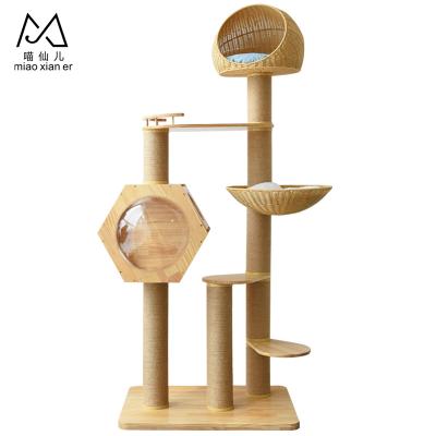 China Extra Large Wooden Viable Cat Tree House Large Luxury Cat Tower Tree for sale