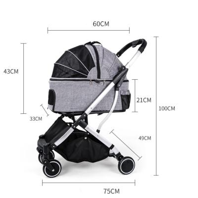 China Durable Nylon Polyester Pet Cart And Carrier Deluxe Detachable Pet Strollers For Cat And Dog for sale