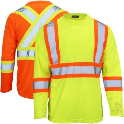 China Wholesale INSTANT LED Customize Work Fit Design White Hi Strength Long Sleeve Unisex Dry Safety Reflective T-Shirt for sale